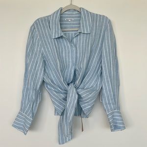 Reformation blue button down with tie front - size M
